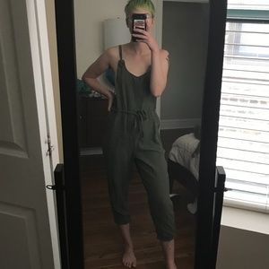Cropped green jumpsuit